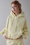 Out From Under Try Me Piled Fleece Bubble Hoodie Sweatshirt In Light Yellow, Women's At Urban Outfitters In Yellow