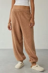 Out From Under Try Me Piled Fleece Slim Jogger Sweatpant In Brown, Women's At Urban Outfitters