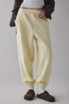 Out From Under Try Me Piled Fleece Slim Jogger Sweatpant In Light Yellow, Women's At Urban Outfitters
