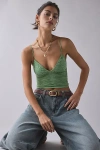 Out From Under Tula Seamless Knit Lace Trim Cropped Cami In Green, Women's At Urban Outfitters