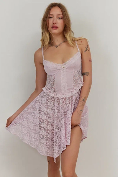 Out From Under Verity Lace Corset Slip In Lilac, Women's At Urban Outfitters
