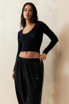 Out From Under Winnie Pointelle Top In Black, Women's At Urban Outfitters