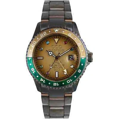 Pre-owned Out Of Order 001-19.ma Men's Marakesh Ultra Distressed Gmt Wristwatch In Grey/green/brown