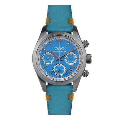 Pre-owned Out Of Order 001-23.az.az Men's Sporty Cronografo Azure Wristwatch In Blue/silver