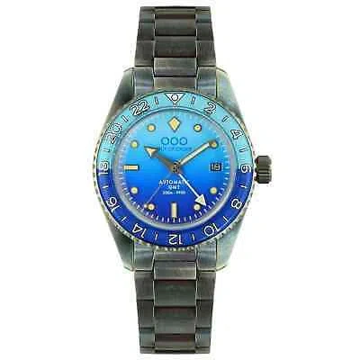 Pre-owned Out Of Order 001-25.bb.band Men's Bomba Blu Auto Ultra Distressed Gmt Wristwatch In Grey/blue
