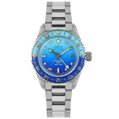 Pre-owned Out Of Order 001-25.bb.band.ss Men's Bomba Blu Auto Ultra Brushed Gmt Wristwatch In Silver/blue