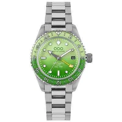 Pre-owned Out Of Order 001-25.mi.band.ss Men's Midori Auto Gmt Ultra Brushed Wristwatch In Silver/green
