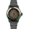 Out Of Order Swiss Movement Gmt Tokyo Shibuya Ultra Brushed Bracelet Watch, 44mm In Light Brown And Green
