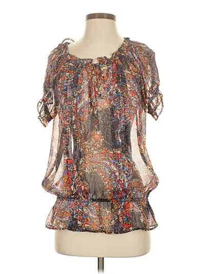 Pre-owned Outback Red Short Sleeve Blouse In Brown