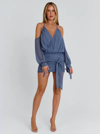 Outcast Annabel Mini Dress Steel In Blue