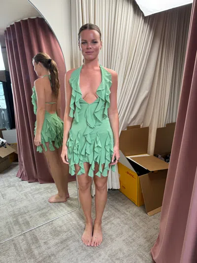 Outcast Azai Mini Dress Mint Shimmer