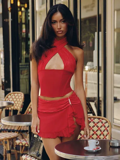 Outcast Baheria Mini Skirt Red