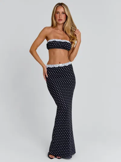 Outcast Cali Maxi Skirt Polka Dot In Black
