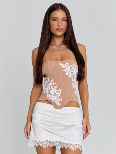 Outcast Cayana Mini Skirt White In Brown