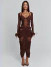 Outcast Cherrey Maxi Dress Chocolate In Brown