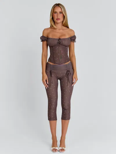 Outcast Corala Capri Pants Chocolate Polka Dot In Brown