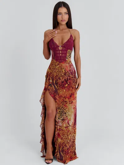 Outcast Cressida Maxi Dress Celine In Brown