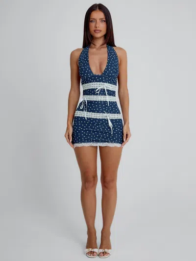 Outcast Dari Mini Dress Navy Polka Dot