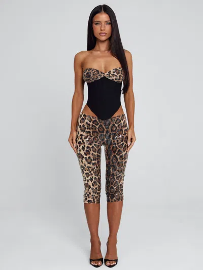 Outcast Eira Capri Pant Leopard Sequin In Black