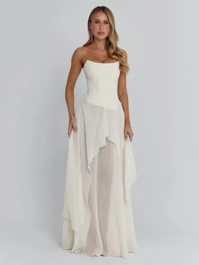Outcast Eisley Maxi Dress Ivory In Red
