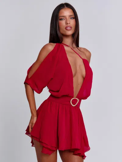 Outcast Erice Mini Dress Deep Red