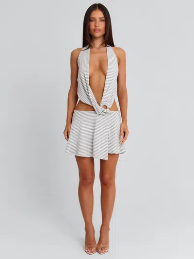 Outcast Esthae Mini Dress Grey Stripe