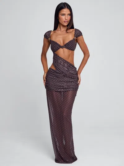 Outcast Eulalie Maxi Dress Brown Polka Dot