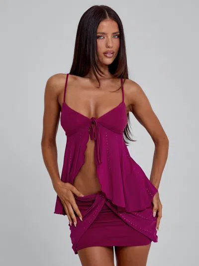 Outcast Georgina Mini Skirt Plum In Purple