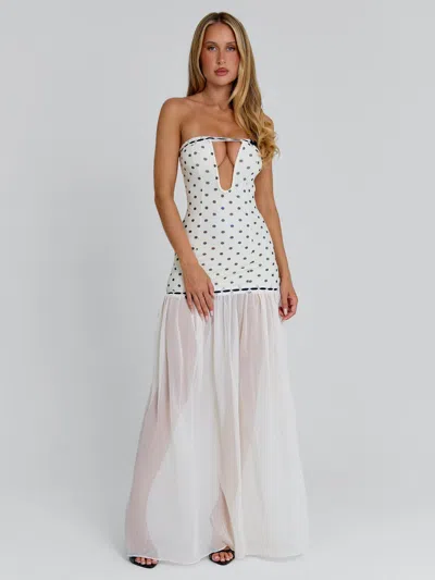 Outcast Giana Maxi Dress Cream Polka Dot