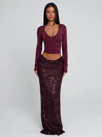 Outcast Isle Maxi Skirt Burgundy