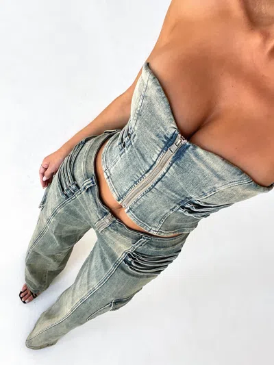 Outcast Joelle Corset Top Denim