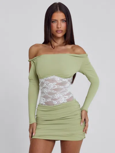 Outcast Lexa Mini Dress Green White