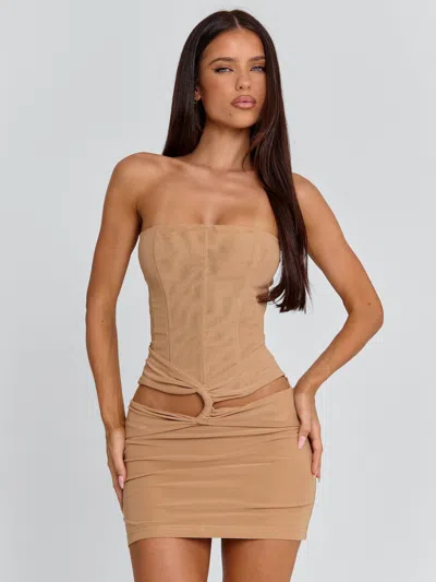 Outcast Liliana Mini Dress Tan In Brown