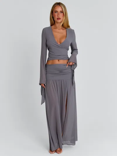 Outcast Livvie Maxi Skirt Grey In Gray