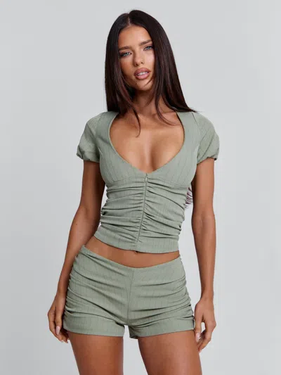 Outcast Liza Top Green Pinstripe