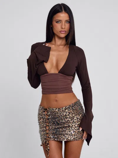 Outcast Lulum Mini Skirt Leopard Sequin In Multi