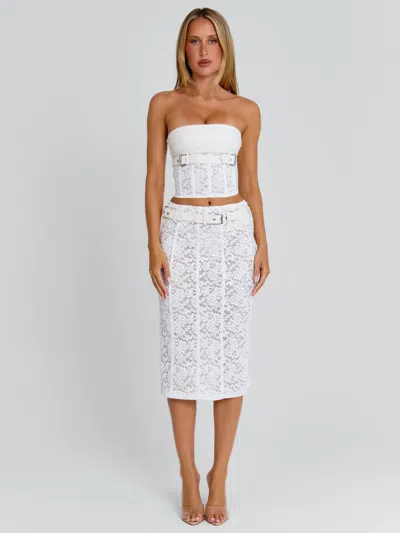 Outcast Lunalla Midi Skirt Ivory In White