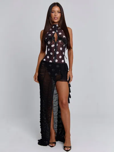 Outcast Maelis Maxi Dress Black Polka Dot