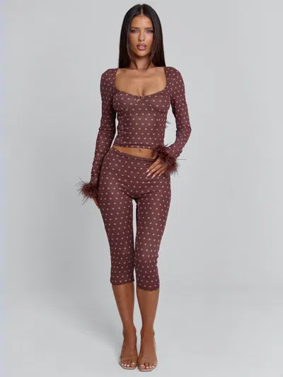 Outcast Mahria Pant Brown Polka Dot In Burgundy