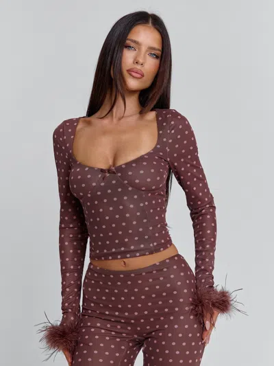 Outcast Mahria Top Brown Polka Dot