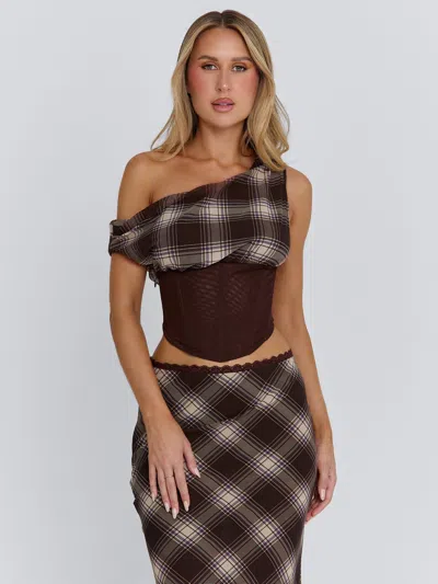 Outcast Narelle Top Brown Check