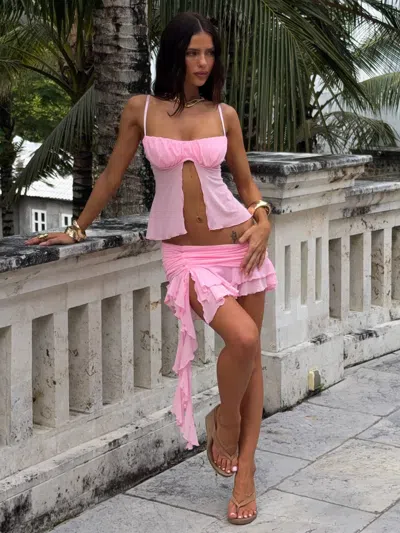 Outcast Noella Mini Skirt Baby Pink In Purple