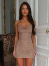 Outcast Novela Mini Dress Tan In Multi