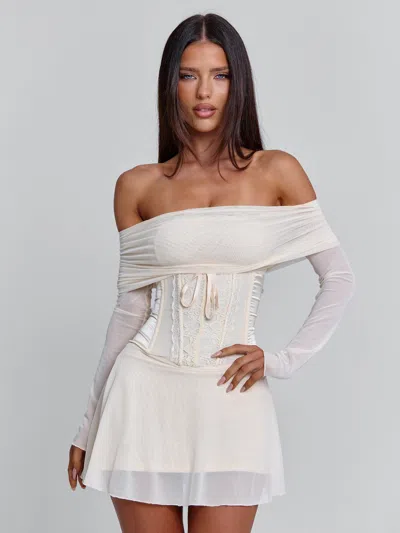 Outcast Orla Mini Dress Beige In White