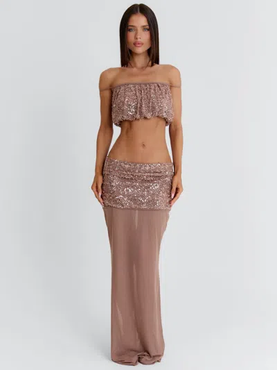 Outcast Patience Maxi Skirt Taupe In Brown