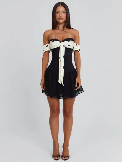 Outcast Presley Mini Dress Black Polka Dot In Pink