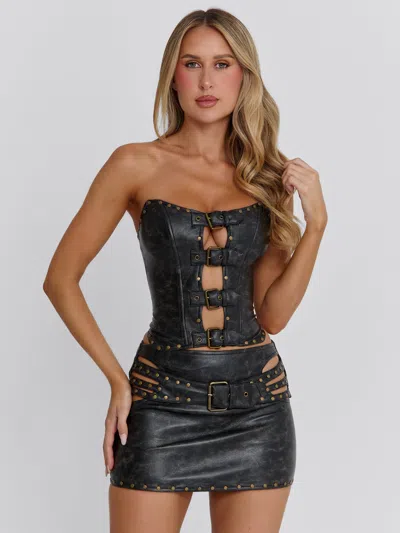 Outcast Rodeo Top Dark Grey In Black