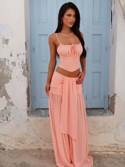 Outcast Rosita Maxi Skirt Coral In Pink
