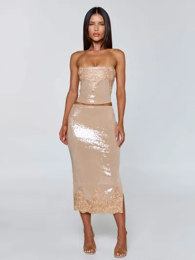 Outcast Saela Midi Skirt Beige In Neutral