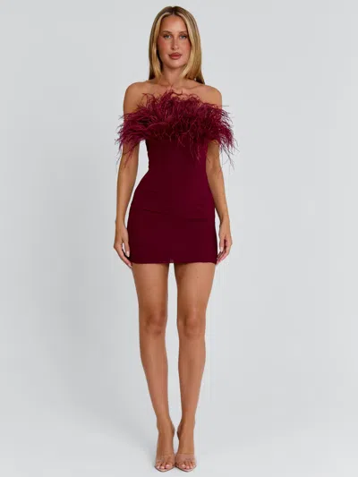 Outcast Shona Mini Dress Burgundy In Brown